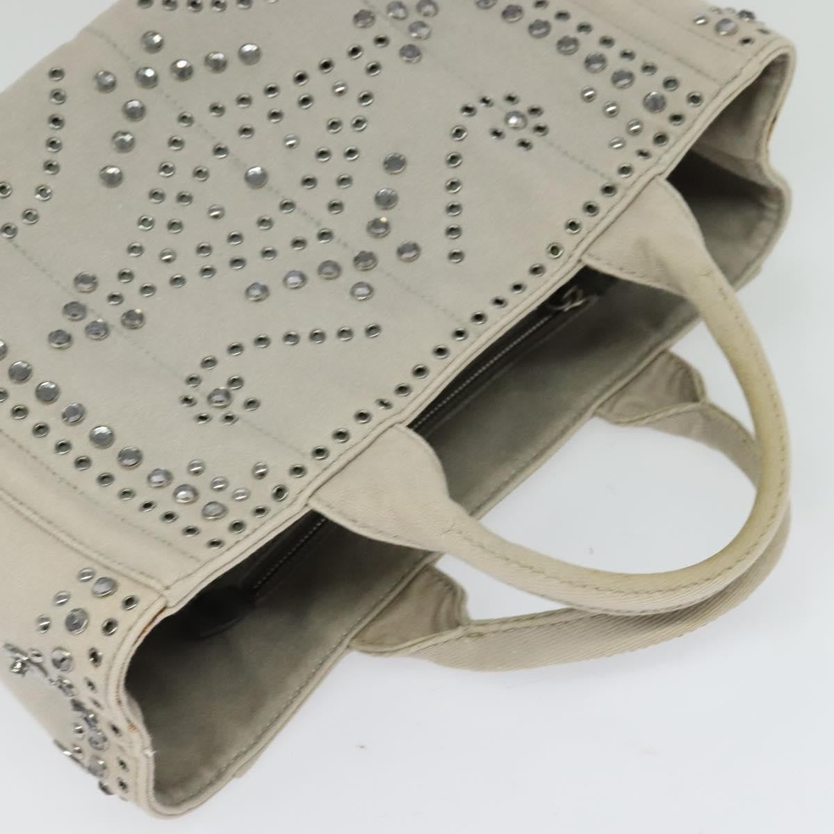 Prada Canapa Convertible Tote Rhinestone Embellished Denim, GRAY, CANVAS, Handbag