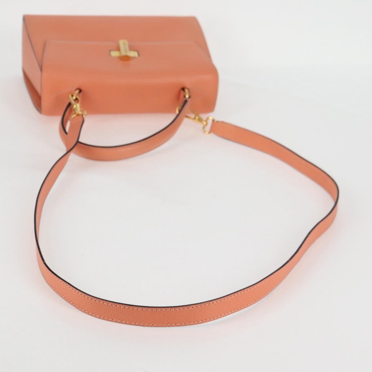 Celine Vintage Convertible Turnlock Top Handle Bag Leather, ORANGE, LEATHER, Handbag