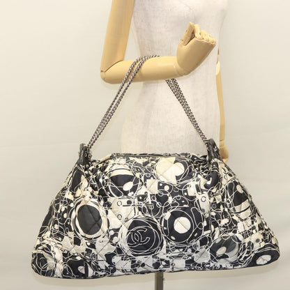 Chanel Kaleidoscope Chain Tote Quilted Printed Satin, BLACK, SILK, Shoulder bag