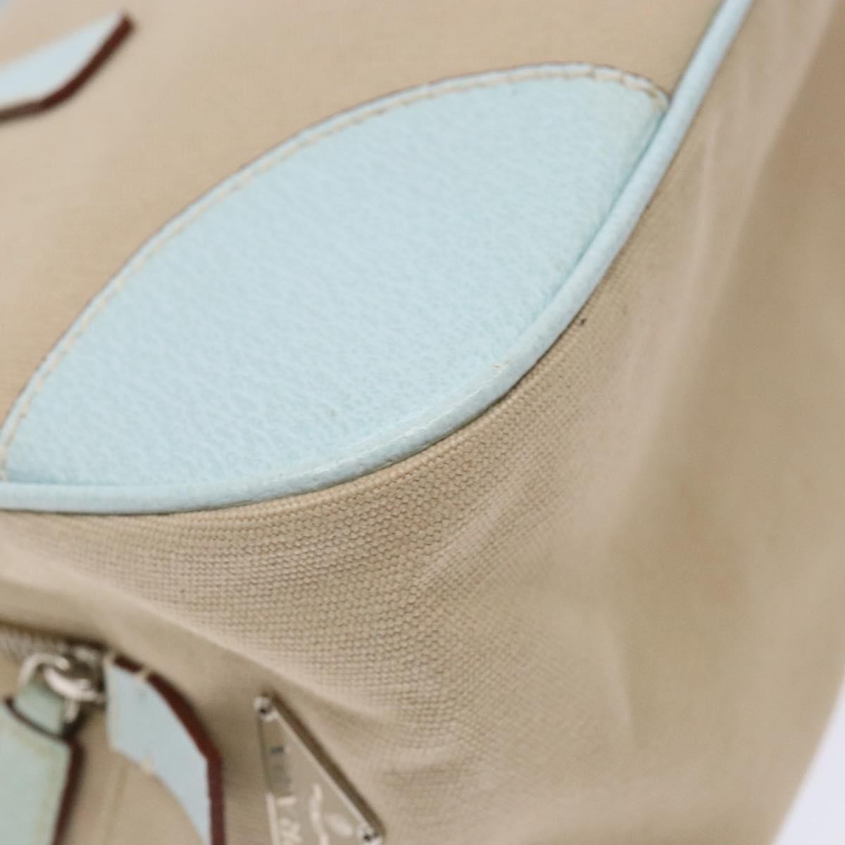 Prada Bauletto Bag Canvas with Leather, BEIGE, CANVAS, Handbag