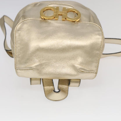 Salvatore Ferragamo Gancini Backpack Leather, GOLD, LEATHER, Backpack