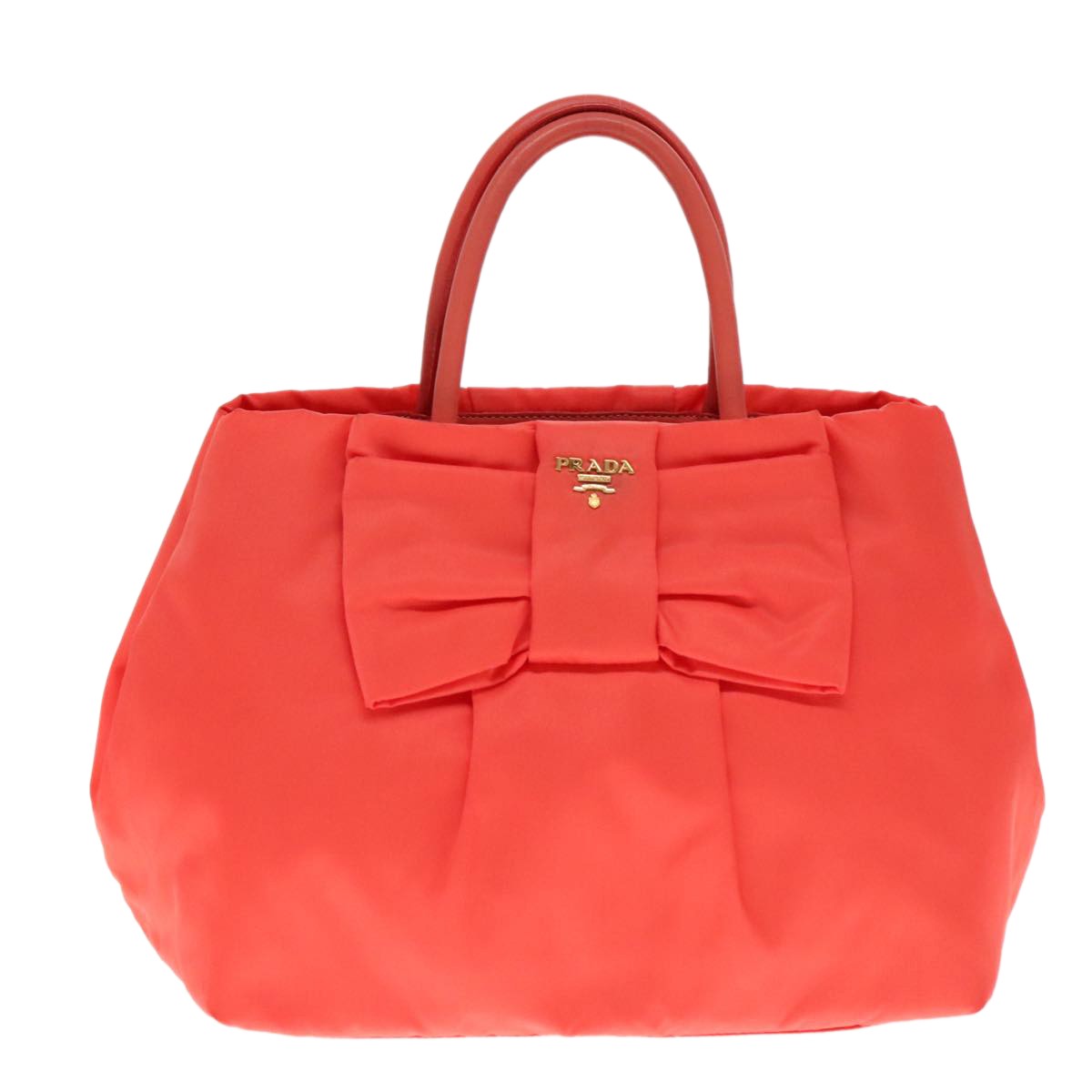 Prada Bow Tote Tessuto, ORANGE, NYLON, Handbag
