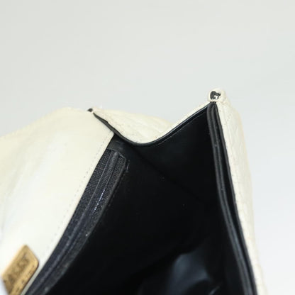 Bally Vintage Chain Shoulder Bag Quilted Leather, WHITE, LEATHER, Shoulder bag