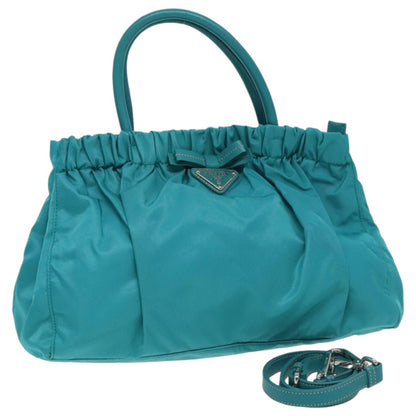 Prada Bow Convertible Tote Tessuto, TURQUOISE, NYLON, Tote bag