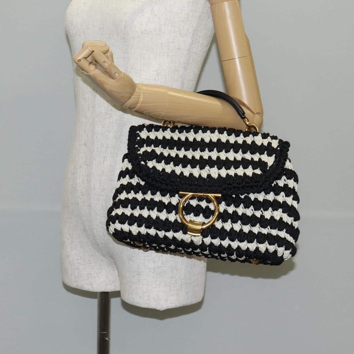 Salvatore Ferragamo Margot Satchel Braided Fabric, WHITE, POLYESTER, Handbag