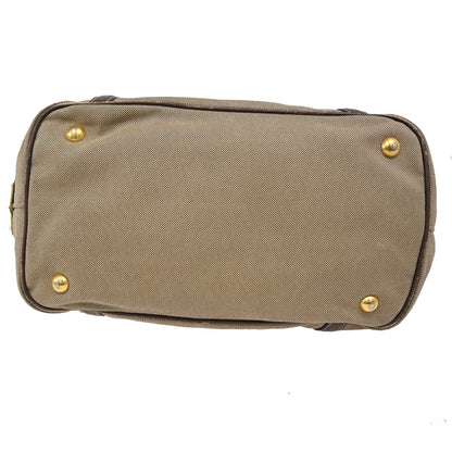 Prada Logo Convertible Tote Canvas with Leather, BROWN, CANVAS, Tote bag