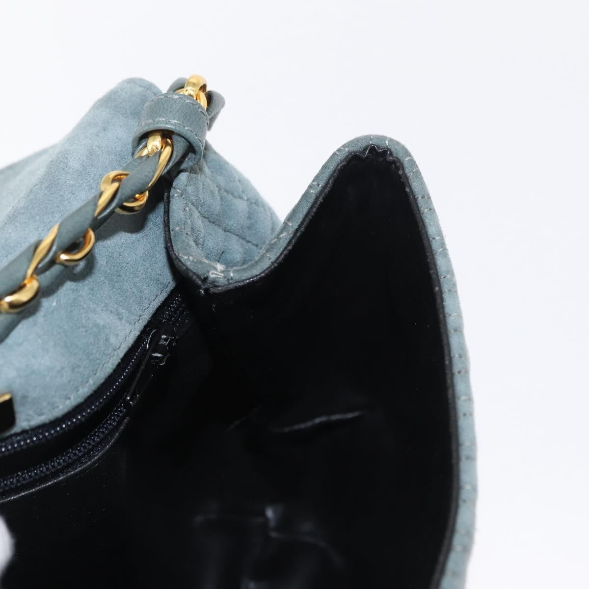 Bally Vintage Chain Shoulder Bag Quilted Suede, GRAY, SUEDE, Shoulder bag