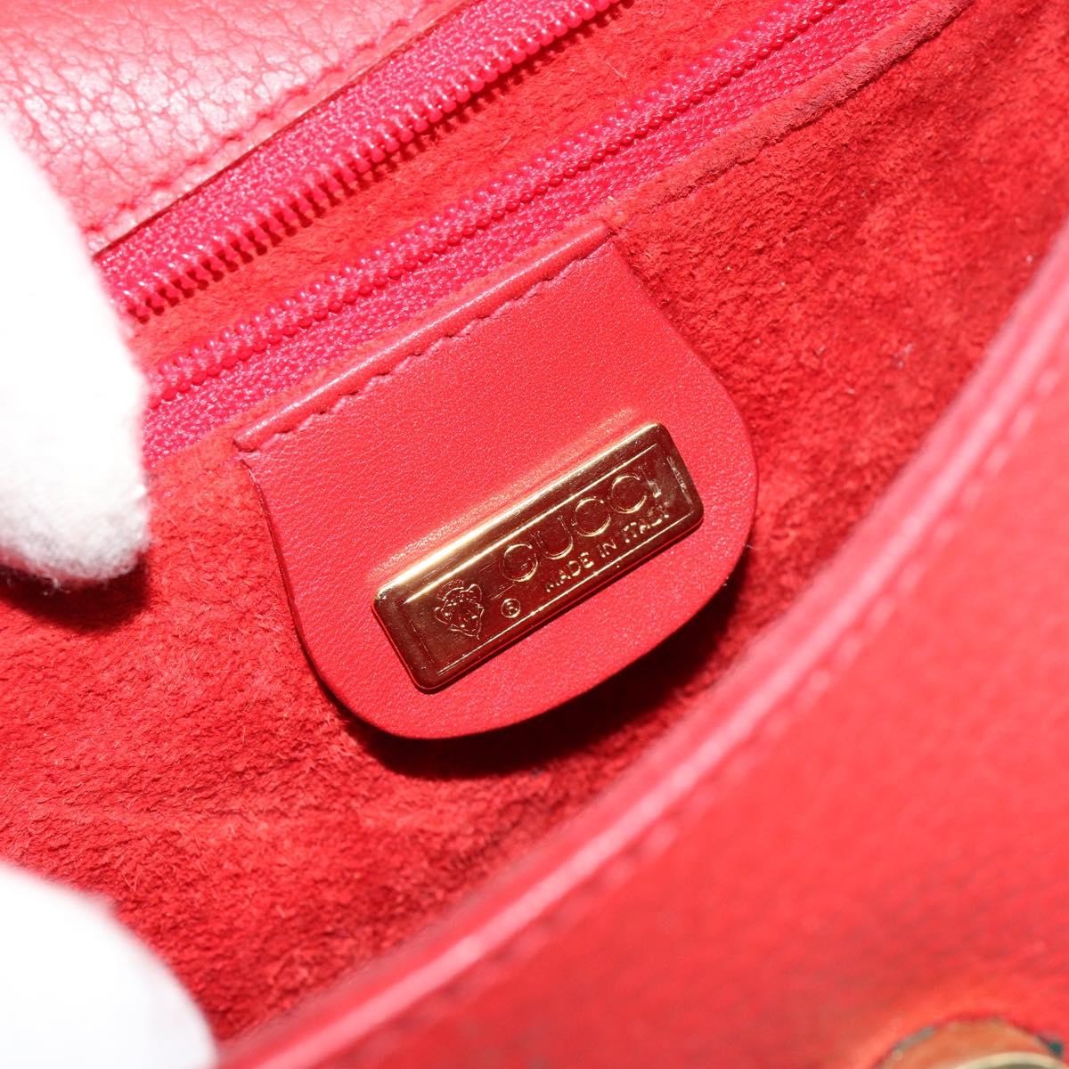 Gucci Vintage Flap Shoulder Bag Leather, RED, LEATHER, Shoulder bag
