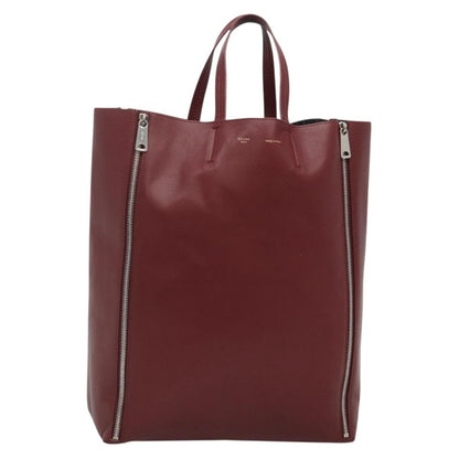 Celine Vertical Cabas Tote Leather, RED, LEATHER, Tote bag