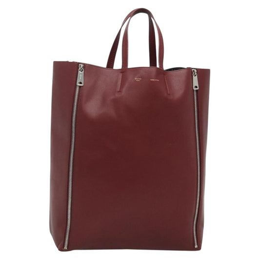 Celine Vertical Cabas Tote Leather, RED, LEATHER, Tote bag