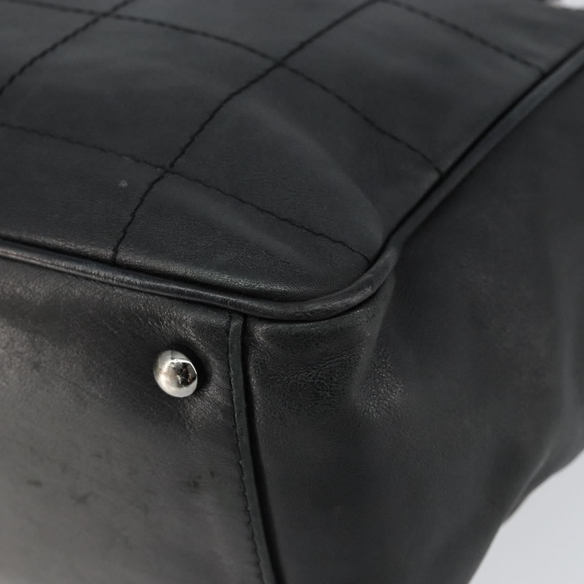 Chanel Square Stitch Tote Quilted Leather, BLACK, LEATHER, Tote bag