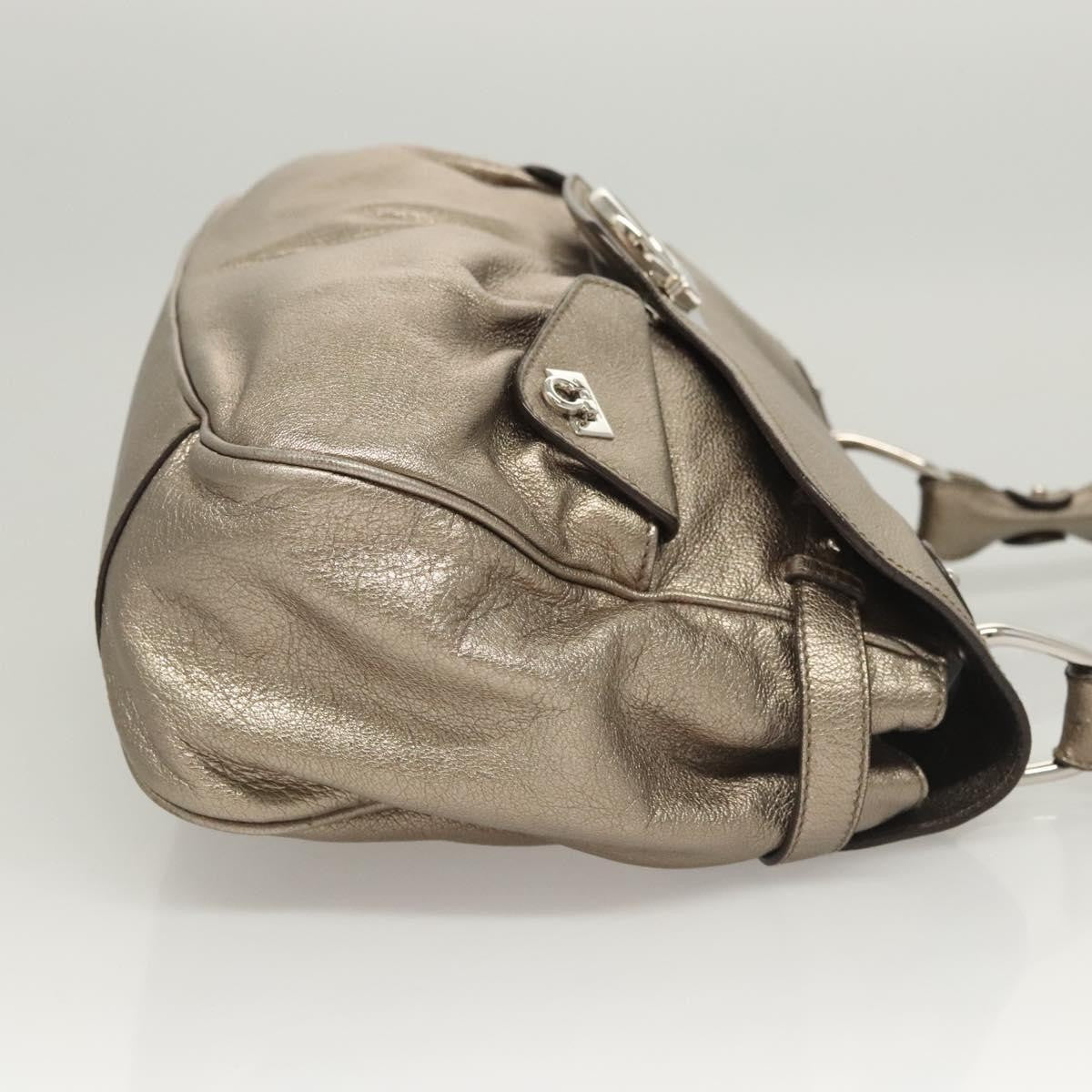 Salvatore Ferragamo Gancini Shoulder Bag Leather, GOLD, LEATHER, Shoulder bag