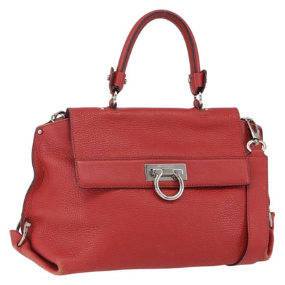 Salvatore Ferragamo Sofia Satchel Grainy Leather, RED, LEATHER, Handbag