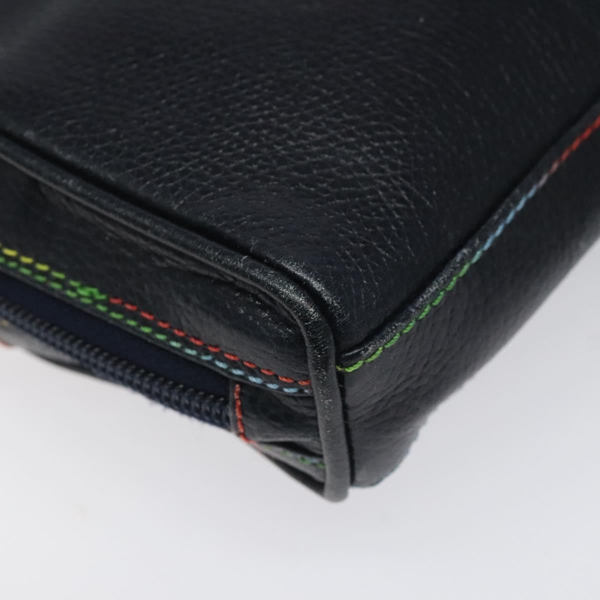 Fendi Vintage Zip Crossbody Bag Leather, NAVY, LEATHER, Shoulder bag