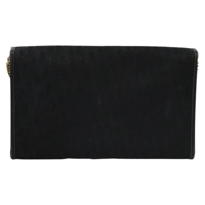 Christian Dior Vintage Chain Flap Shoulder Bag Diorissimo Canvas, BLACK, CANVAS, Shoulder bag