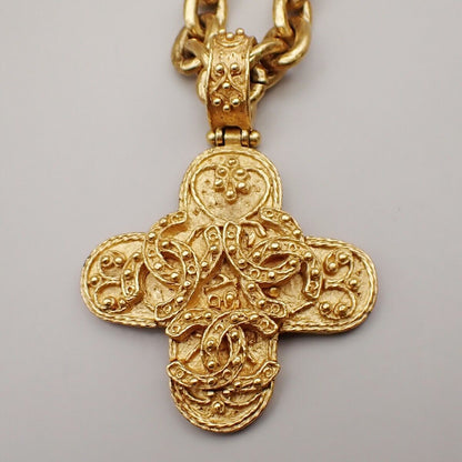 Chanel Vintage Triple CC Chain Necklace Metal, GOLD, GOLD_PLATED, Necklace