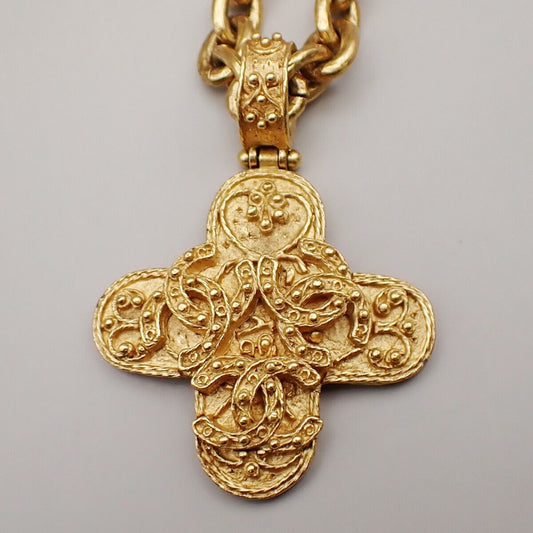 Chanel Vintage Triple CC Chain Necklace Metal, GOLD, GOLD_PLATED, Necklace