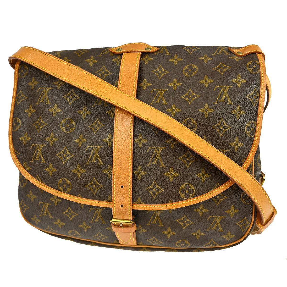 Louis Vuitton Saumur Handbag Monogram Canvas, Brown, Canvas, Shoulder Bag