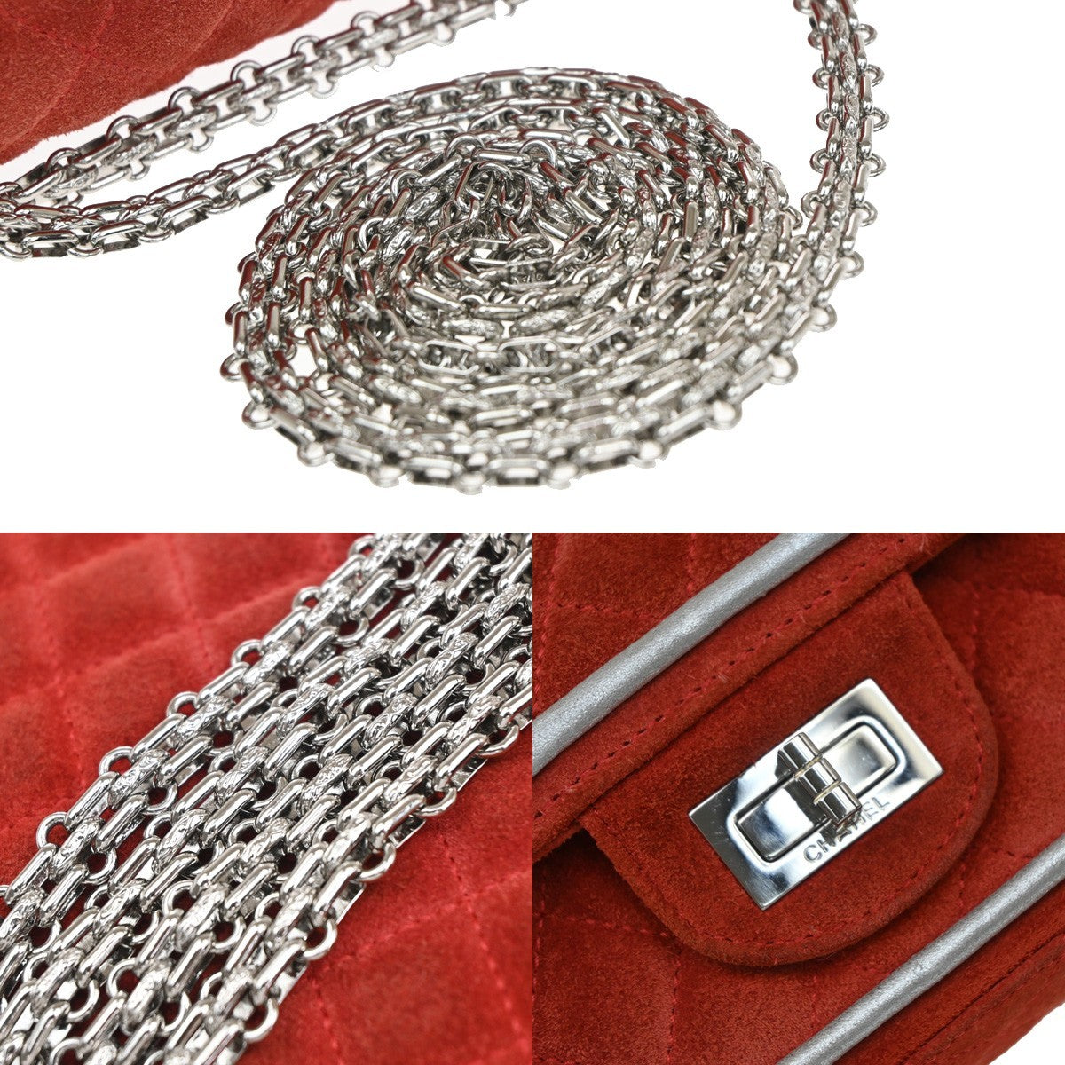 Chanel Reissue 2.55 Flap Bag Quilted Suede with Metallic Calfskin, RED, SUEDE, Shoulder bag