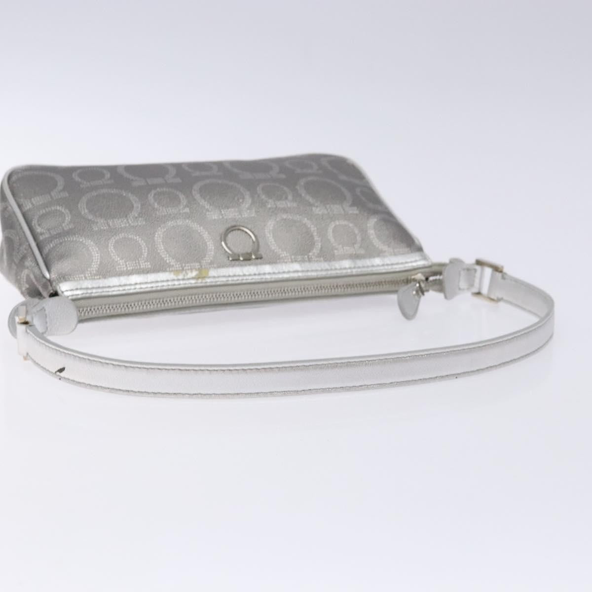 Salvatore Ferragamo Gancini Shoulder Bag Leather, SILVER, LEATHER, Shoulder bag