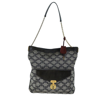 Celine Vintage Triomphe Shoulder Bag Canvas, GRAY, CANVAS, Shoulder bag