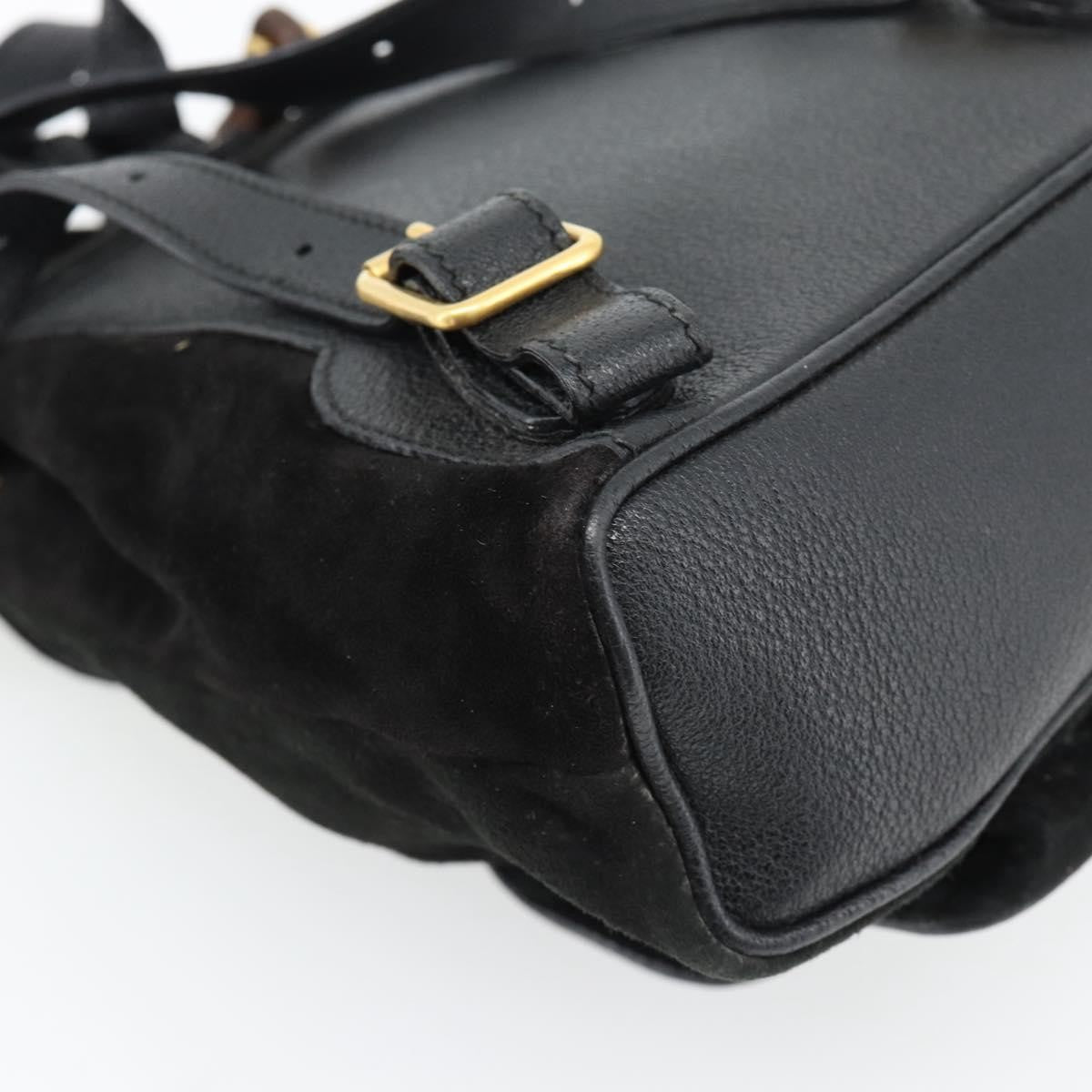 Gucci Vintage Bamboo Backpack Suede, Black, Suede, Backpack