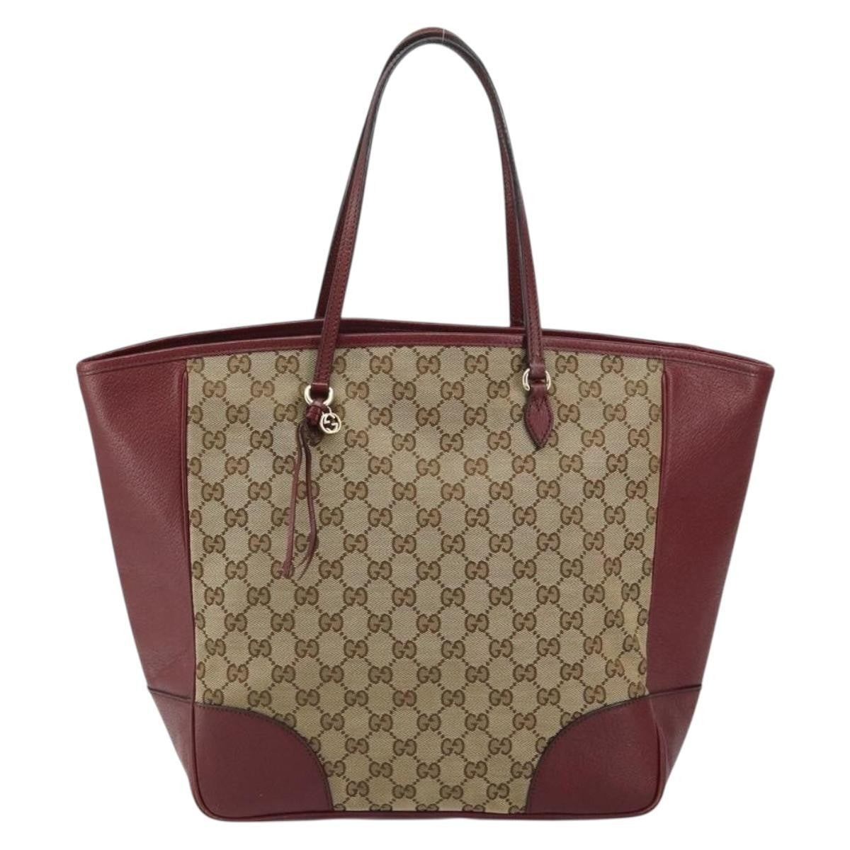Gucci Bree Tote GG Canvas with Leather, BEIGE, CANVAS, Tote bag