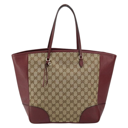 Gucci Bree Tote GG Canvas with Leather, BEIGE, CANVAS, Tote bag