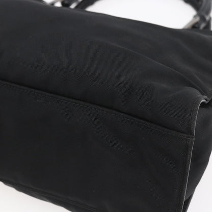 Gucci Vintage Bamboo Handle Tote Nylon, BLACK, NYLON, Handbag