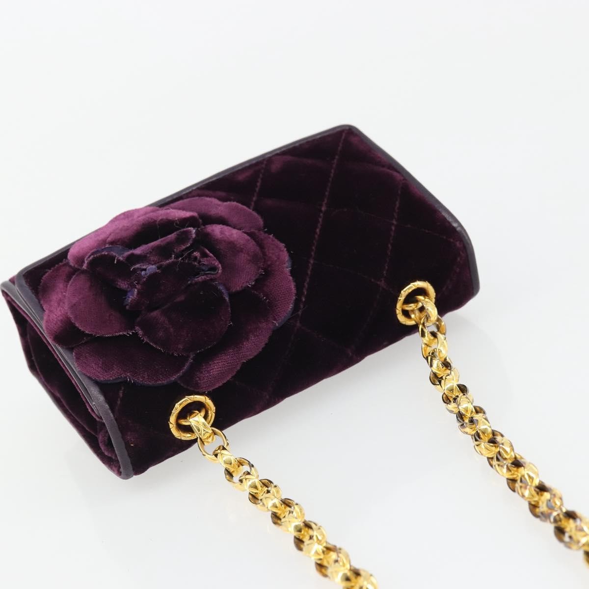Chanel Wallet on Chain Quilted Velvet, Purple, Velvet, Handbag