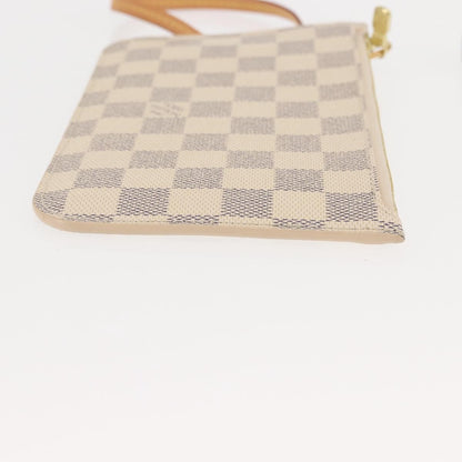 Louis Vuitton Neverfull Pochette Damier, WHITE, CANVAS, Clutche & pouche