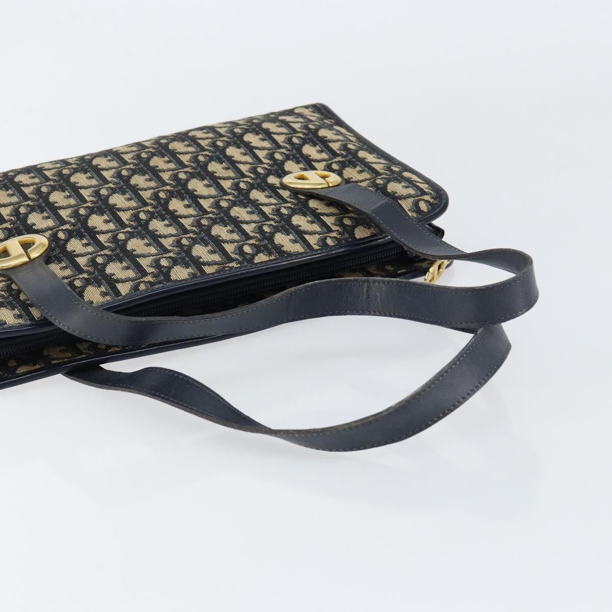 Christian Dior Vintage CD Trotter Handbag Canvas, NAVY, CANVAS, Handbag