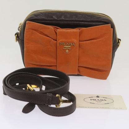 Prada Bow Camera shoulder Bag Leather, ORANGE, LEATHER, Shoulder bag