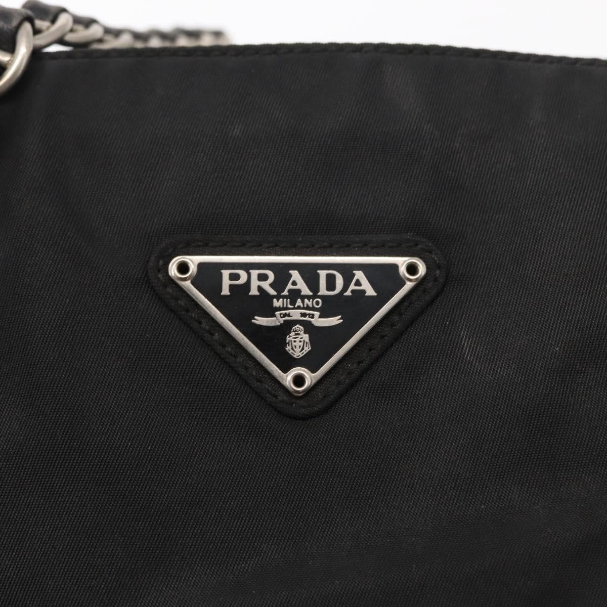 Prada Vintage Chain Shoulder Bag Tessuto, BLACK, NYLON, Shoulder bag