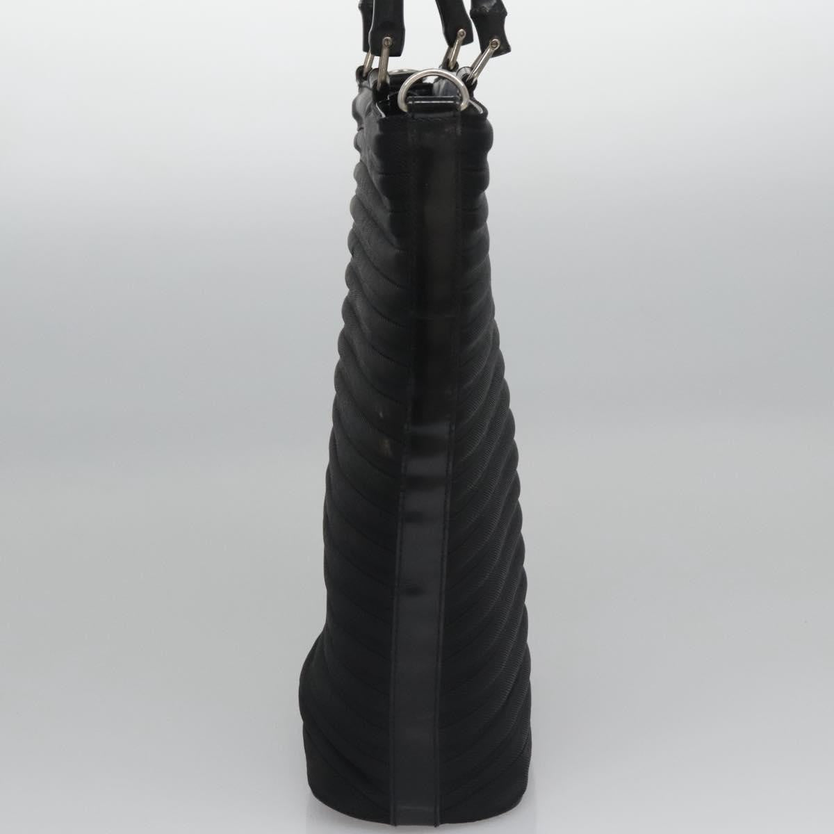 Gucci Vintage Bamboo Handle Bag Nylon, BLACK, CANVAS, Handbag