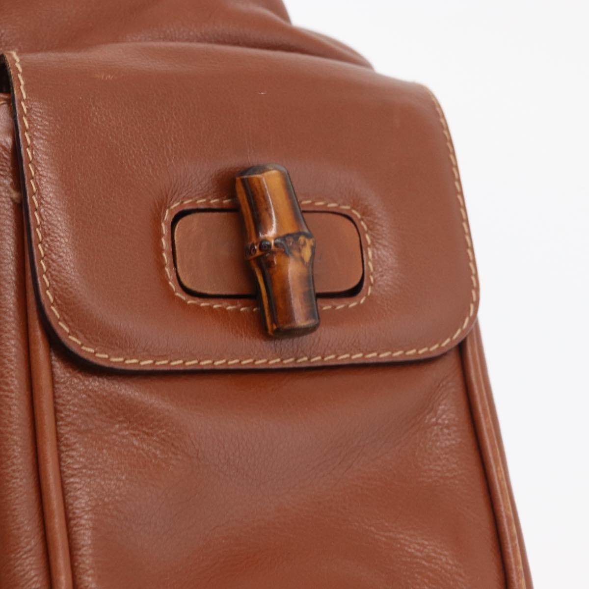 Gucci Vintage Bamboo Backpack Leather, Brown, Leather, Backpack