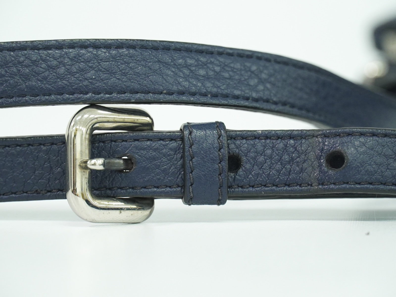 Prada Double Zip Crossbody Bag Vitello Daino, NAVY, LEATHER, Shoulder bag