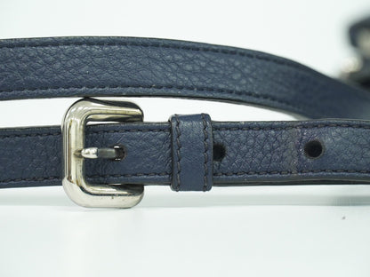 Prada Double Zip Crossbody Bag Vitello Daino, NAVY, LEATHER, Shoulder bag