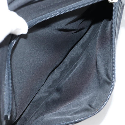 Versace Front Pocket Shoulder Bag Leather and Canvas, BLACK, CANVAS, Shoulder bag