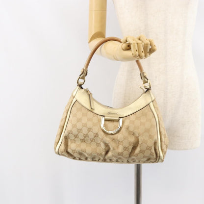 Gucci D Ring Hobo GG Canvas, BEIGE, CANVAS, Handbag