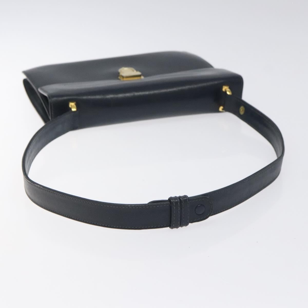Celine Flap Shoulder Bag Leather, NAVY, LEATHER, Shoulder bag