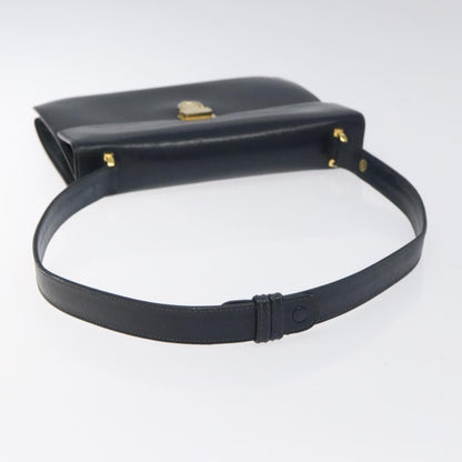 Celine Flap Shoulder Bag Leather, NAVY, LEATHER, Shoulder bag