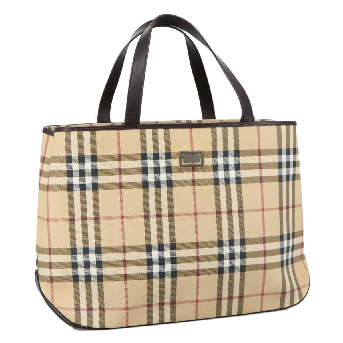 Burberry Top Handle Tote Haymarket Coated Canvas, BEIGE, CANVAS, Tote bag
