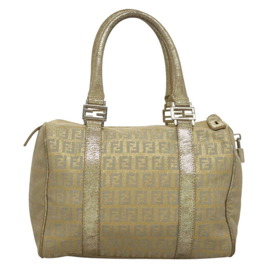 Fendi Boston Bag Zucchino Lurex Canvas, SILVER, CANVAS, Handbag
