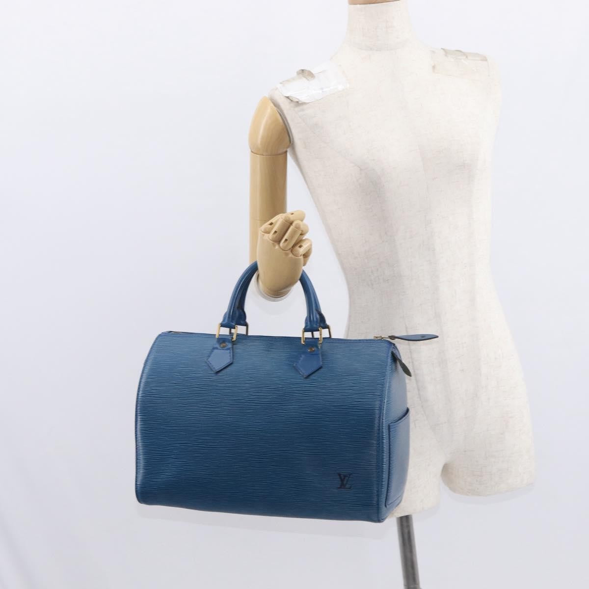 Louis Vuitton Speedy Handbag Epi Leather, BLUE, LEATHER, Handbag