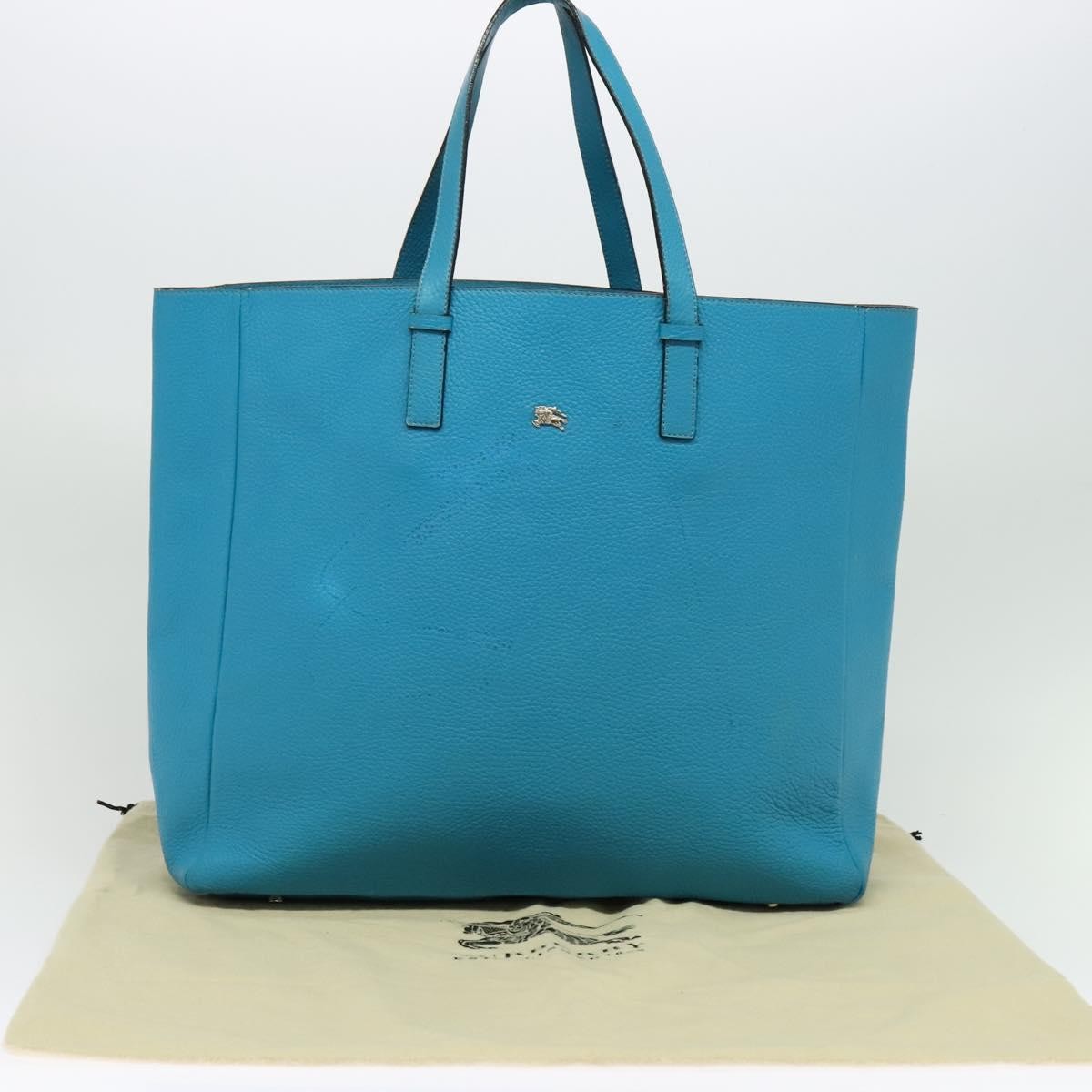 Burberry Tote Leather, BLUE, LEATHER, Tote bag