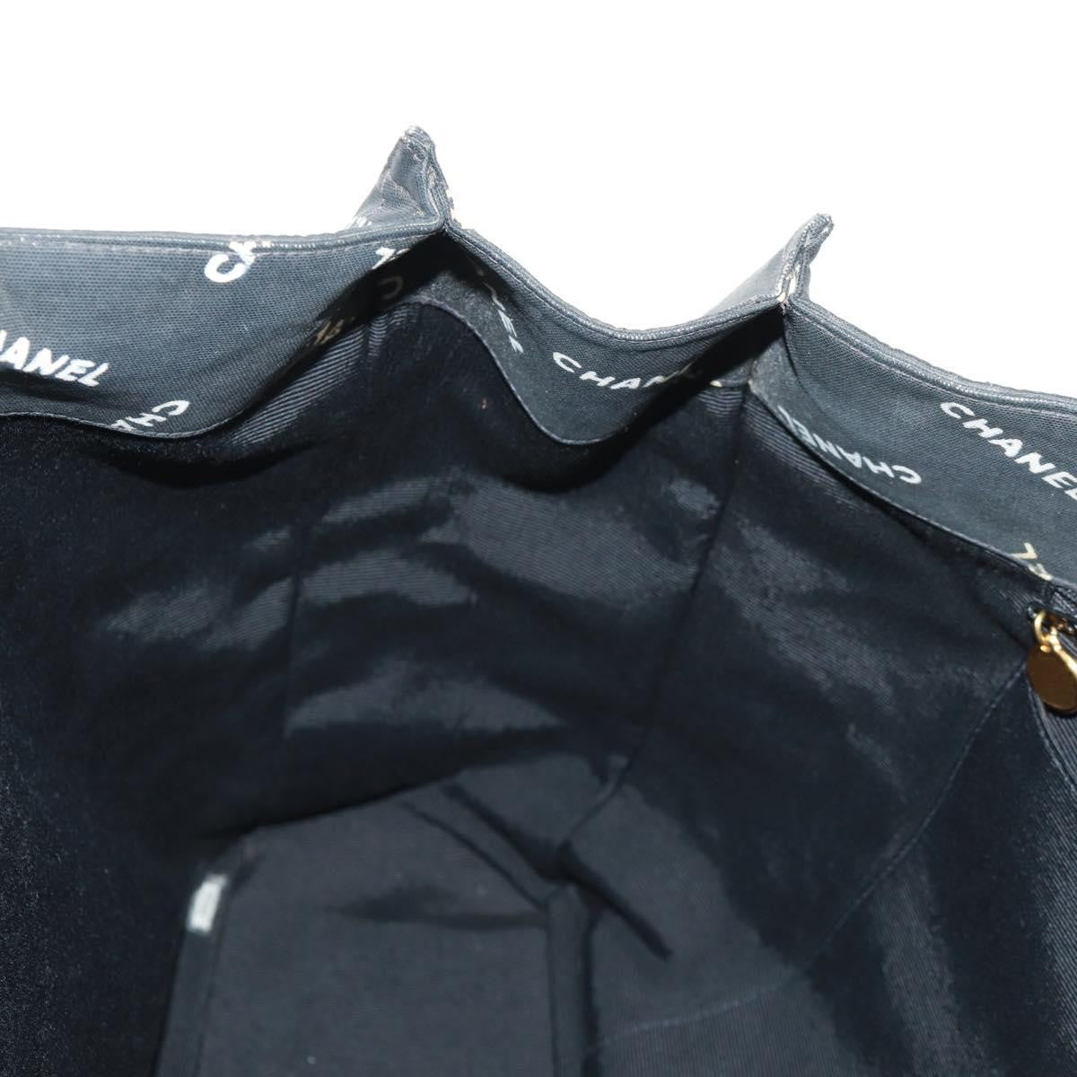 Chanel Logo Shopping Tote Quilted Printed Canvas, BLACK, CANVAS, Tote bag