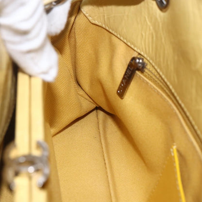 Chanel Just Mademoiselle Bag Quilted Aged Calfskin, YELLOW, LEATHER, Shoulder bag