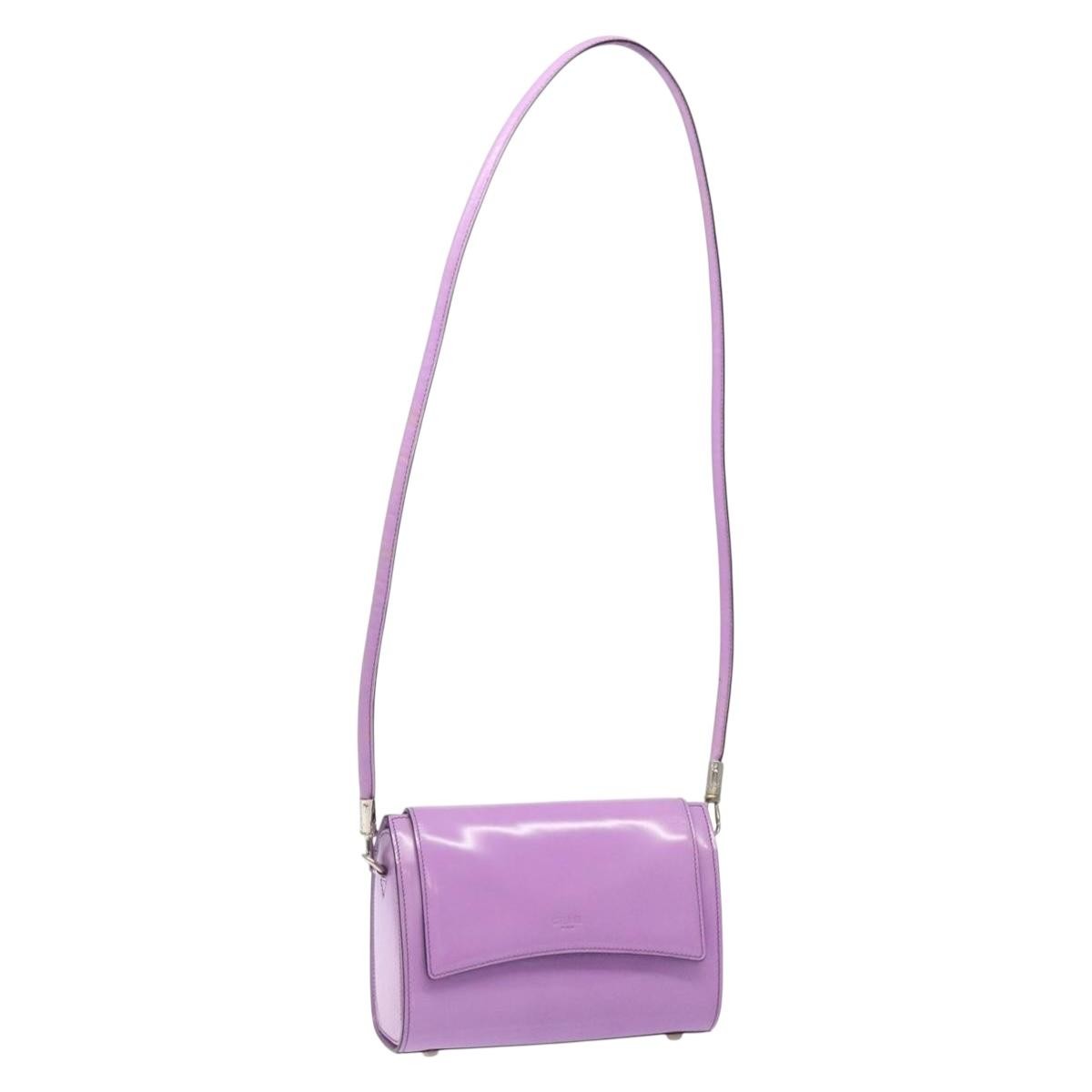 Celine Shoulder Bag Leather, PURPLE, LEATHER, Shoulder bag