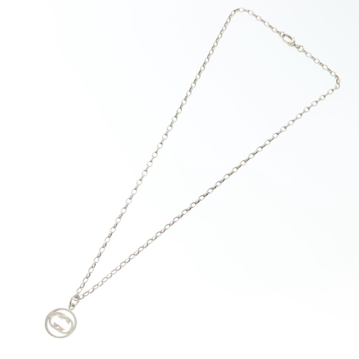 Gucci Engraved Interlocking G Chain Link Pendant Necklace Sterling Silver, SILVER, SILVER, Necklace